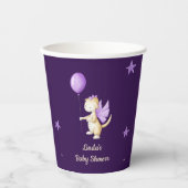 Niedliche Lila Dragon Thema Girl Baby Dusche Pappbecher (Vorderseite)