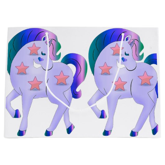 Niedliche Lila Einhörner Große Geschenktüte (Vorderseite)