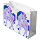 Niedliche Lila Einhörner Große Geschenktüte (Rückseite Schrägansicht)