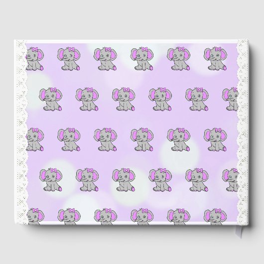 Niedliche Lila Elefant-Kinderdusche Gästebuch (Rückseite)