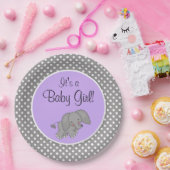 Niedliche lila Elefant-Mädchen-Baby-Dusche Pappteller (Party)
