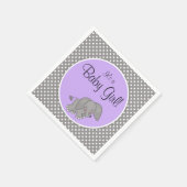 Niedliche Lila Elephant Girl Babydusche Serviette (Ecke)