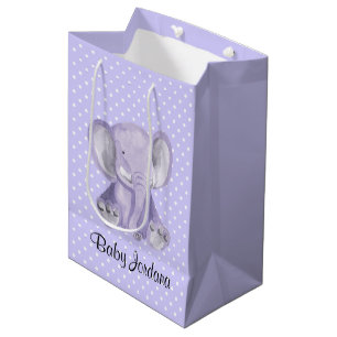 Niedliche Lila Elephant Polka Dot Design Geschenkt Mittlere Geschenktüte