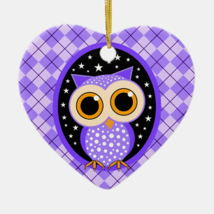 niedliche lila Eule Keramikornament
