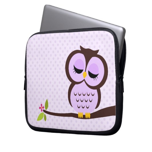 Niedliche lila Eule Laptopschutzhülle (Vorderseite Links)