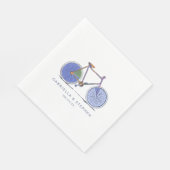 Niedliche Lila Fahrradlinie Zeichnend Personalisie Serviette (Ecke)