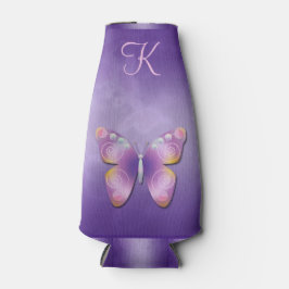 Niedliche Lila Fantasy Butterfly Monogram Flaschenkühler