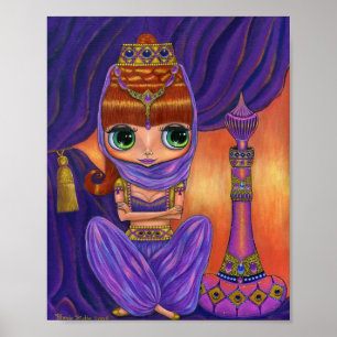 Niedliche Lila Genie Girl Doll Magie Flasche Big E Poster