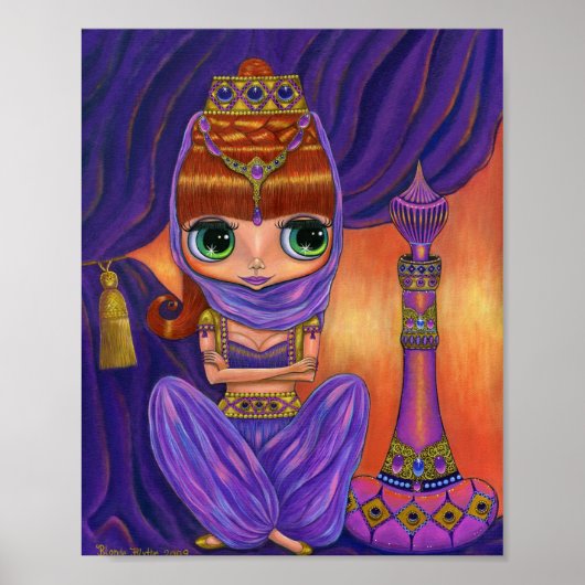 Niedliche Lila Genie Girl Doll Magie Flasche Big E Poster (Vorne)