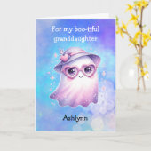 Niedliche Lila Ghost Halloween-Enkelin Karte (Gelbe Blume)