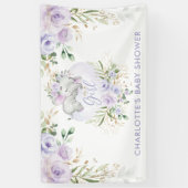 Niedliche Lila Gold Lilac Floral Elephant Baby Dus Banner (Vertikal)