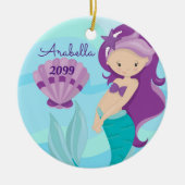 Niedliche Lila Haare Meerjungfrau Keramik Ornament (Vorne)