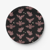Niedliche Lila Halloween-Fledermäuse im nächtliche Pappteller (Vorderseite)