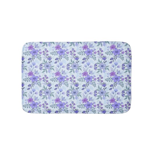 Niedliche Lila Hand Florals Bath Mat Badematte (Vorderseite)