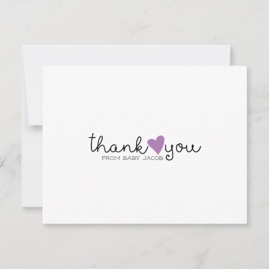 Niedliche Lila Herzkinderdusche Vielen Dank Dankeskarte (Vorderseite)