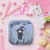 Niedliche Lila Hexe Kids Halloween Pappteller (Party)