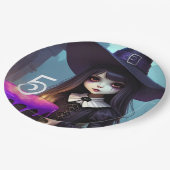 Niedliche, Lila Hexe zum Geburtstag, gotisches The Pappteller (Schrägansicht)