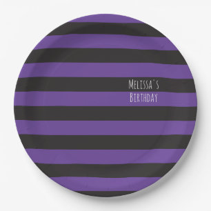 Niedliche, Lila Hexe zum Geburtstag, Lila Streifen Pappteller