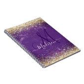 Niedliche lila Imitate aus Gold Glitzer Monogramm Notizblock (Rechte Seite)