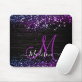 Niedliche lila Imitate Glitzer Monogramm Mousepad (Mit Mouse)