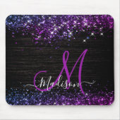 Niedliche lila Imitate Glitzer Monogramm Mousepad (Vorne)
