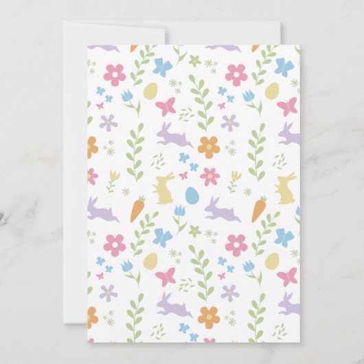Niedliche Lila Kaninchen Grüne Ostereier Jagd Einladung (Rückseite)