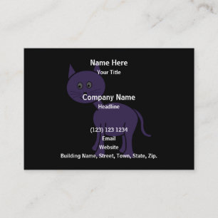 Niedliche lila Katze. Katzen-Cartoon auf Schwarzem Visitenkarte