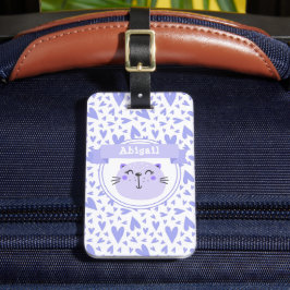 Niedliche Lila Katze | Personalisiert Lilac Hearts Gepäckanhänger