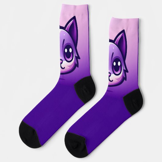 Niedliche Lila Katze Socken (Linkes Detail)