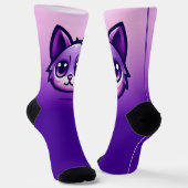 Niedliche Lila Katze Socken (Gewinkelt)