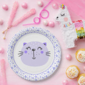 Niedliche Lila Katze | Teller von Babydusche (Party)