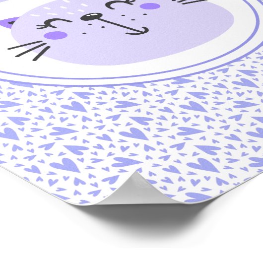 Niedliche Lila Katzen & Lilac Herzen - Personalisi Poster (Ecke)