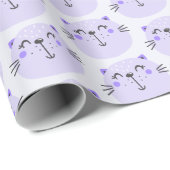 Niedliche Lila Katzen Muster - Lilac Geschenkpapier (Rolleneckpunkt)