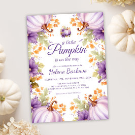 Niedliche Lila Kleine Pumpkin Baby Dusche Einladung