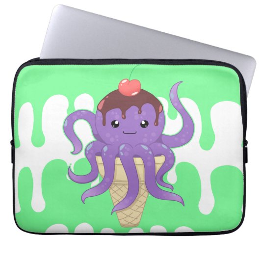 Niedliche lila Krake der kawaii Eiscreme Laptopschutzhülle (Vorderseite)