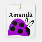 Niedliche Lila Ladybug Personalisiert Keramikornament (Links)