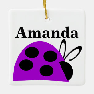 Niedliche Lila Ladybug Personalisiert Keramikornament