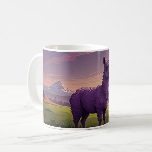 niedliche lila Lama-Babykaffee-Tasse Kaffeetasse (Vorderseite Links)