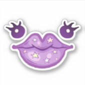 Niedliche Lila Lippen und Augen Aufkleber (Vorderseite)