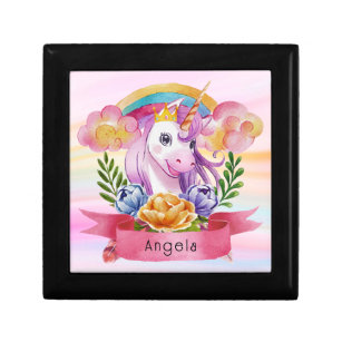Niedliche Lila Mädchen Unicorn Rainbow Individuell Erinnerungskiste