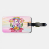 Niedliche Lila Mädchen Unicorn Rainbow Individuell Gepäckanhänger (Rückseite horizontal)