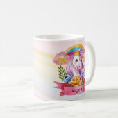 Niedliche Lila Mädchen Unicorn Rainbow Individuell Kaffeetasse (VorderseiteRechts)