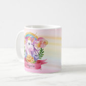 Niedliche Lila Mädchen Unicorn Rainbow Individuell Kaffeetasse (Vorderseite Links)
