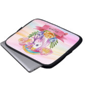 Niedliche Lila Mädchen Unicorn Rainbow Individuell Laptopschutzhülle (Vorne Knopf)