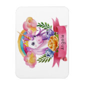 Niedliche Lila Mädchen Unicorn Rainbow Individuell Magnet (Vertikal)