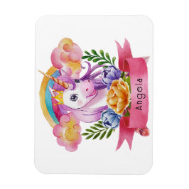 Niedliche Lila Mädchen Unicorn Rainbow Individuell Magnet