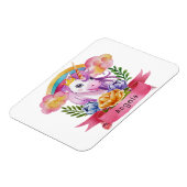 Niedliche Lila Mädchen Unicorn Rainbow Individuell Magnet (Linke Seite)