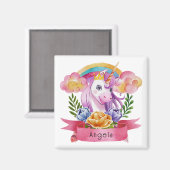 Niedliche Lila Mädchen Unicorn Rainbow Individuell Magnet (Vorderseite/Rückseite)