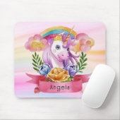Niedliche Lila Mädchen Unicorn Rainbow Individuell Mousepad (Mit Mouse)