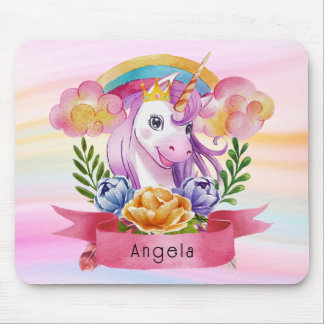 Niedliche Lila Mädchen Unicorn Rainbow Individuell Mousepad